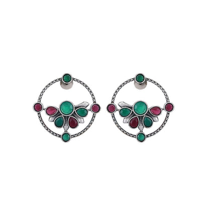 Auraa Trends Elegant Multi Stone Oxidised Earrings For women