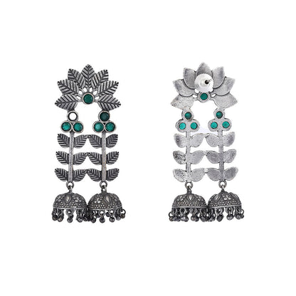Auraa Trends Classic Oxidised Green Earrings For women