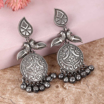 Auraa Trends Classic Oxidised Silver Earrings For women