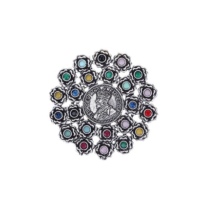 Auraa Trends Classic Oxidised Navratna Ring For women