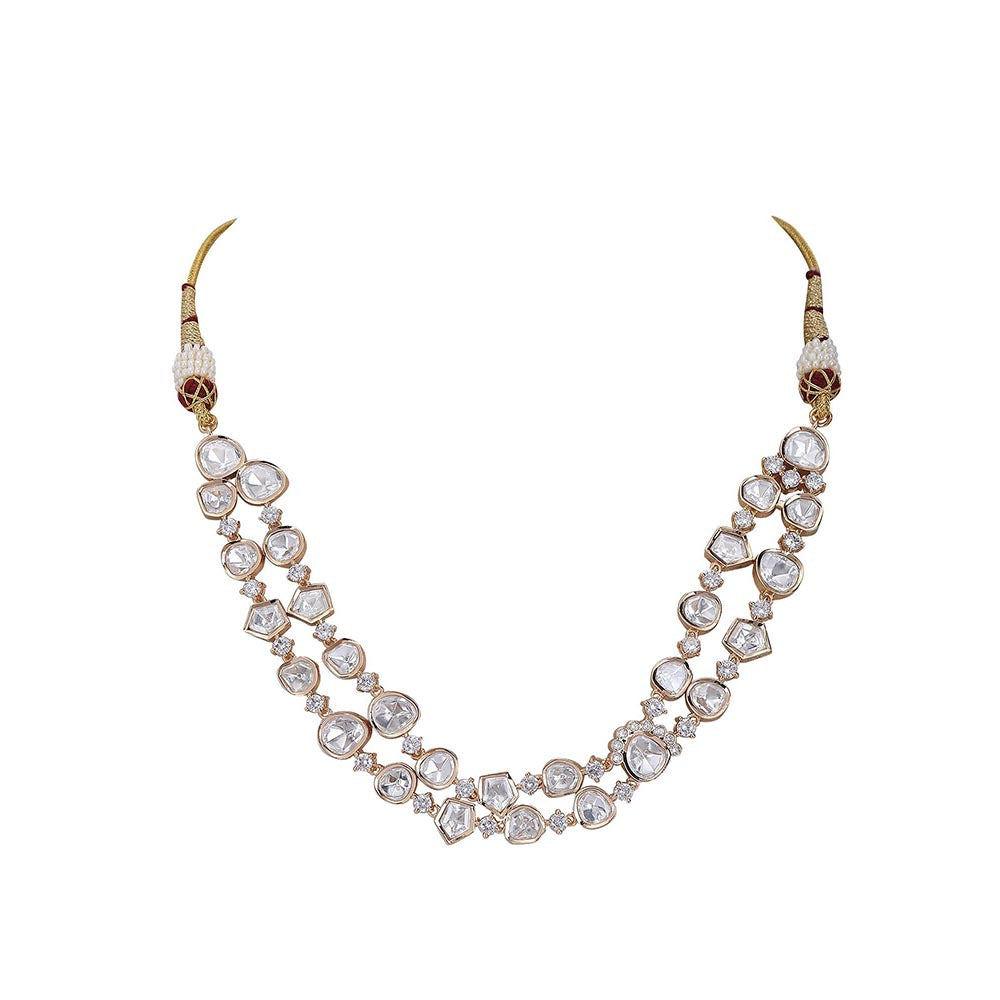 Auraa Trends 22KT Gold Plated Traditional Kundan Necklace Set for women