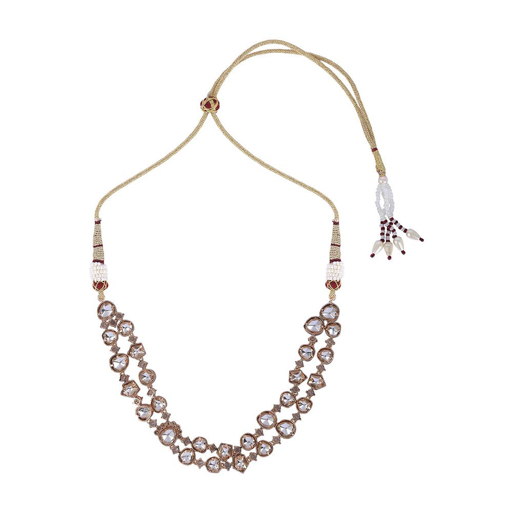 Auraa Trends 22KT Gold Plated Traditional Kundan Necklace Set for women