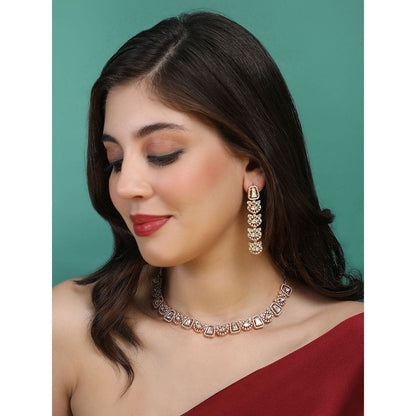 Auraa Trends 22KT Gold Plated Traditional Kundan Necklace Set for women