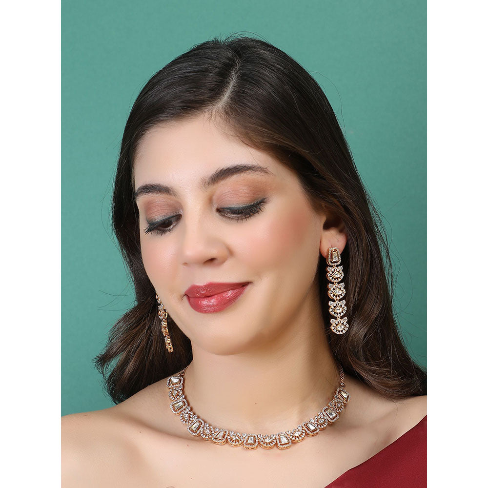 Auraa Trends 22KT Gold Plated Traditional Kundan Necklace Set for women