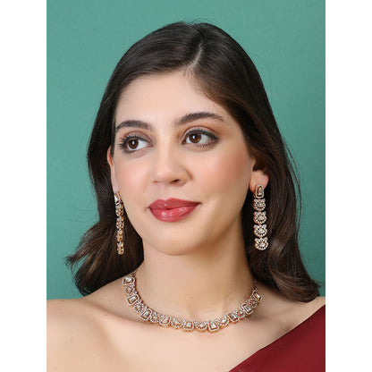 Auraa Trends 22KT Gold Plated Traditional Kundan Necklace Set for women