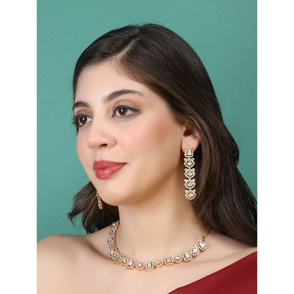 Auraa Trends 22KT Gold Plated Traditional Kundan Necklace Set for women