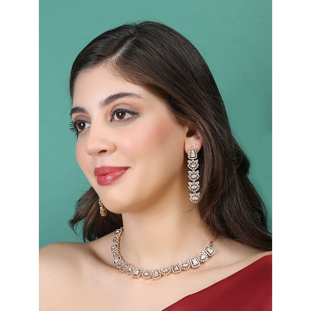 Auraa Trends 22KT Gold Plated Traditional Kundan Necklace Set for women