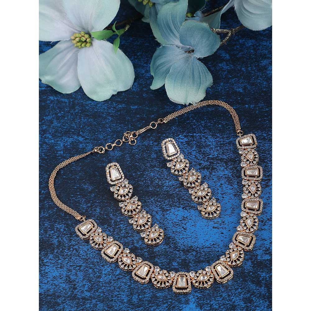 Auraa Trends 22KT Gold Plated Traditional Kundan Necklace Set for women