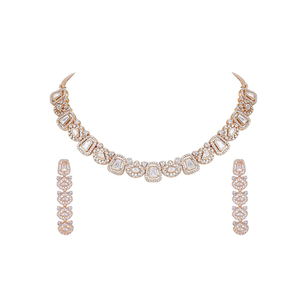 Auraa Trends 22KT Gold Plated Traditional Kundan Necklace Set for women