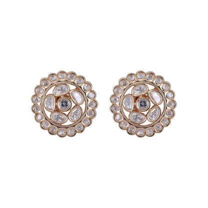 Auraa Trends 22KT Gold Plated Elegant Kundan White Studs Earrings Set for women