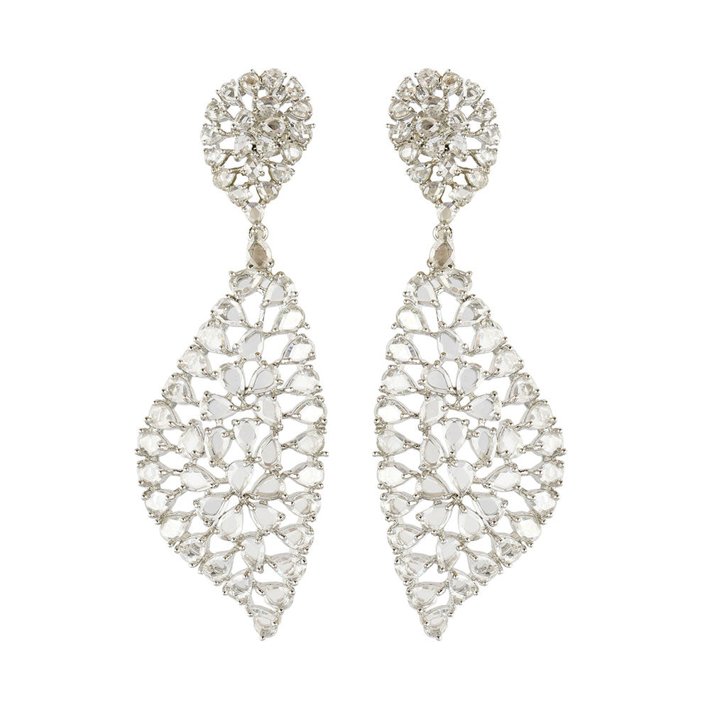 Auraa Trends Rhodium Plated American Diamond Zircon White Earrings