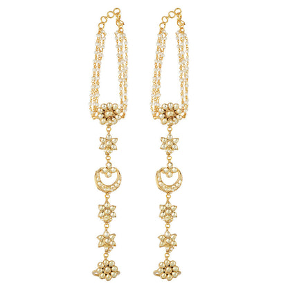 Auraa Trends 22Kt Gold Plated Classic Kundan Hathfool (Set of 2)