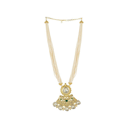 Auraa Trends 22K Gold Plated Kundan Classic Green Necklace Set for Women