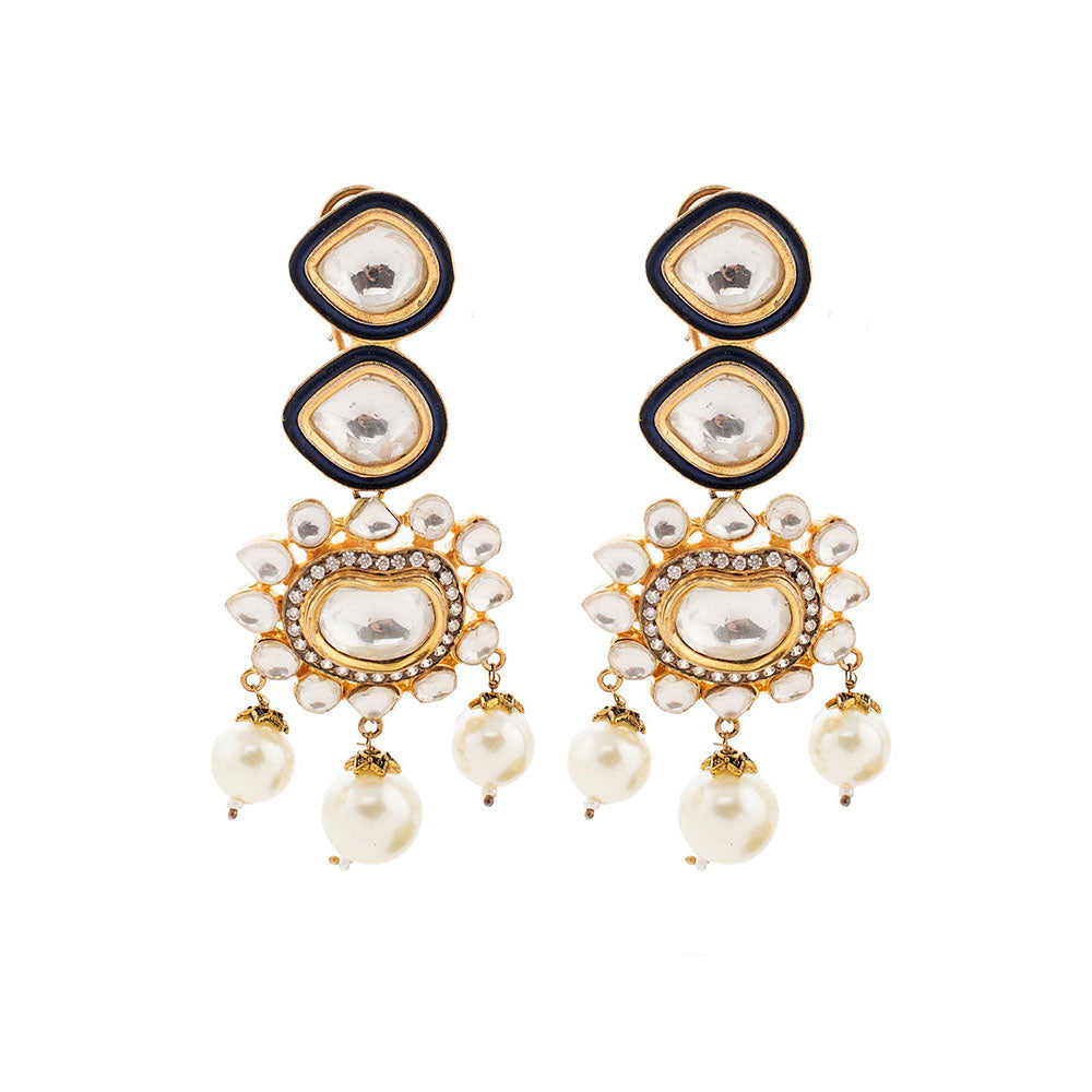 Auraa Trends 22K Gold Plated Kundan Elegant White Necklace Set for Women