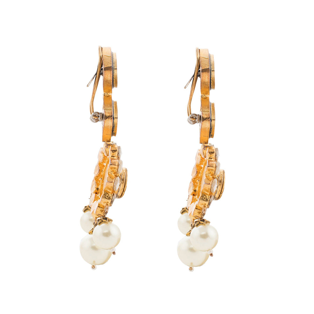 Auraa Trends 22K Gold Plated Kundan Elegant White Necklace Set for Women