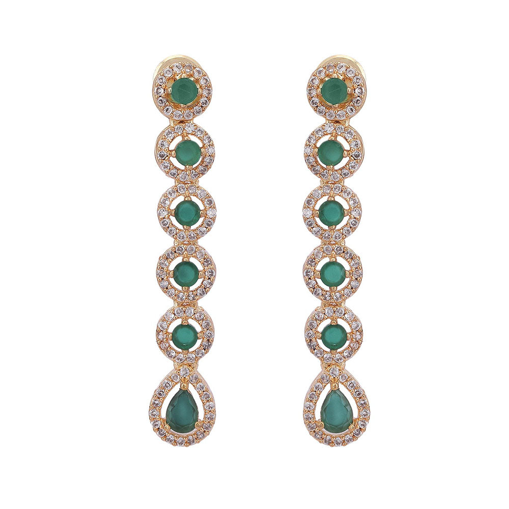 Auraa Trends 22Kt Gold Plated Kundan Classic Green Jewellery Set For Women And Girls