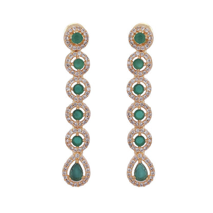 Auraa Trends 22Kt Gold Plated Kundan Classic Green Jewellery Set For Women And Girls
