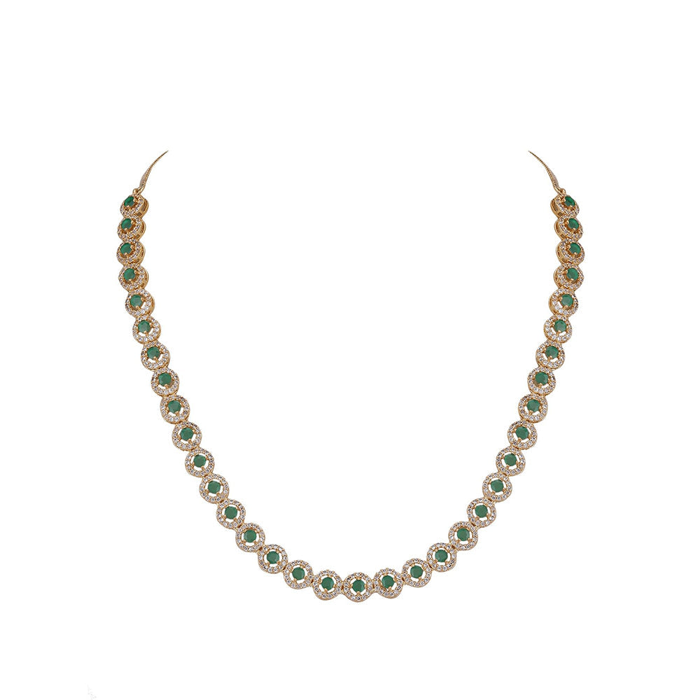Auraa Trends 22Kt Gold Plated Kundan Classic Green Jewellery Set For Women And Girls
