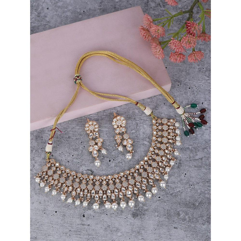 Auraa Trends 22K Gold Plated Kundan Studded Jewellery Set