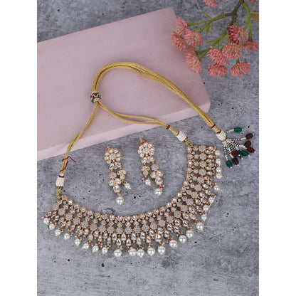 Auraa Trends 22K Gold Plated Kundan Studded Jewellery Set