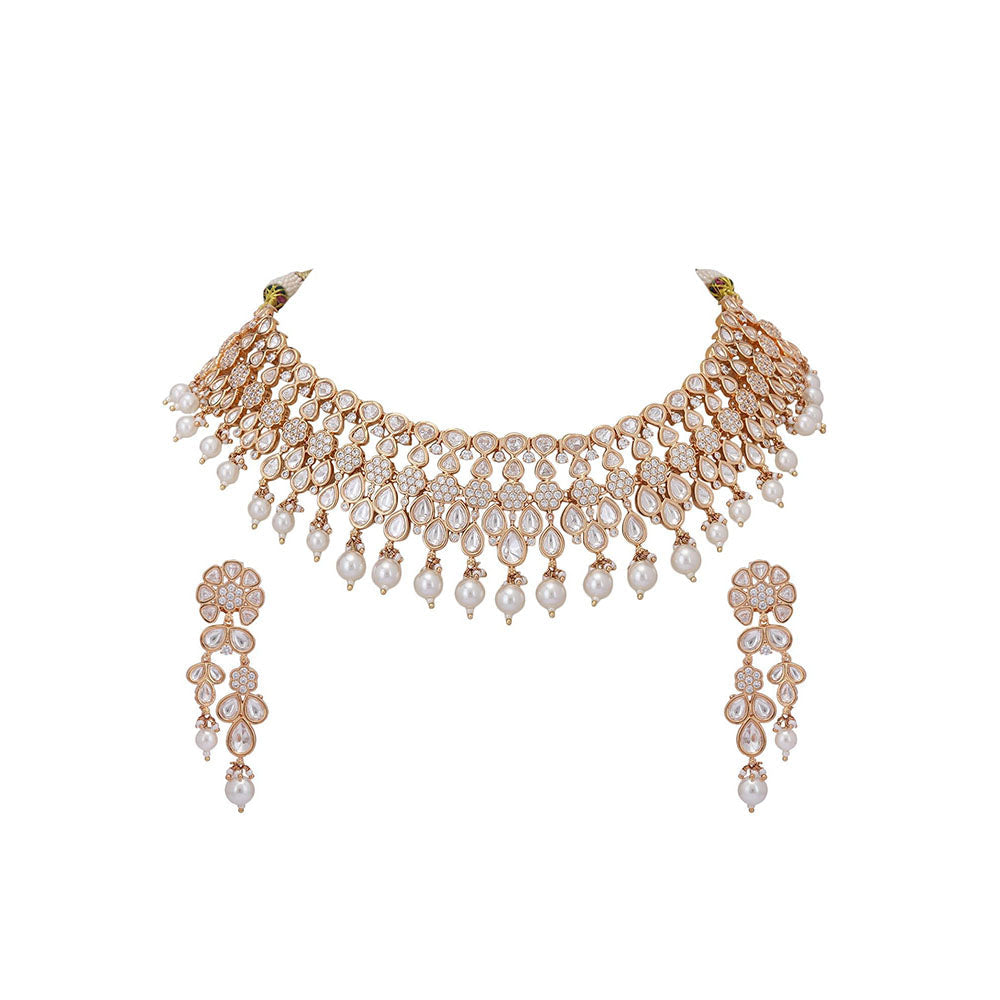 Auraa Trends 22K Gold Plated Kundan Studded Jewellery Set