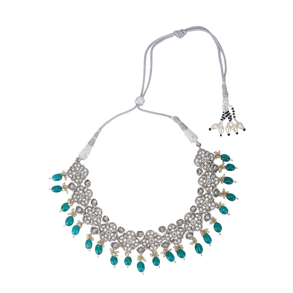Auraa Trends 22K Gold Plated Green Kundan Studded Choker Jewellery Set For Women