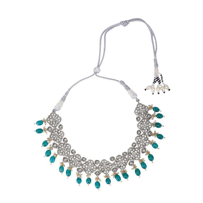 Auraa Trends 22K Gold Plated Green Kundan Studded Choker Jewellery Set For Women