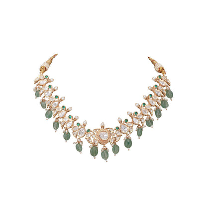 Auraa Trends Green Kundan Jade Glow Embellished Jewellery Set For Women