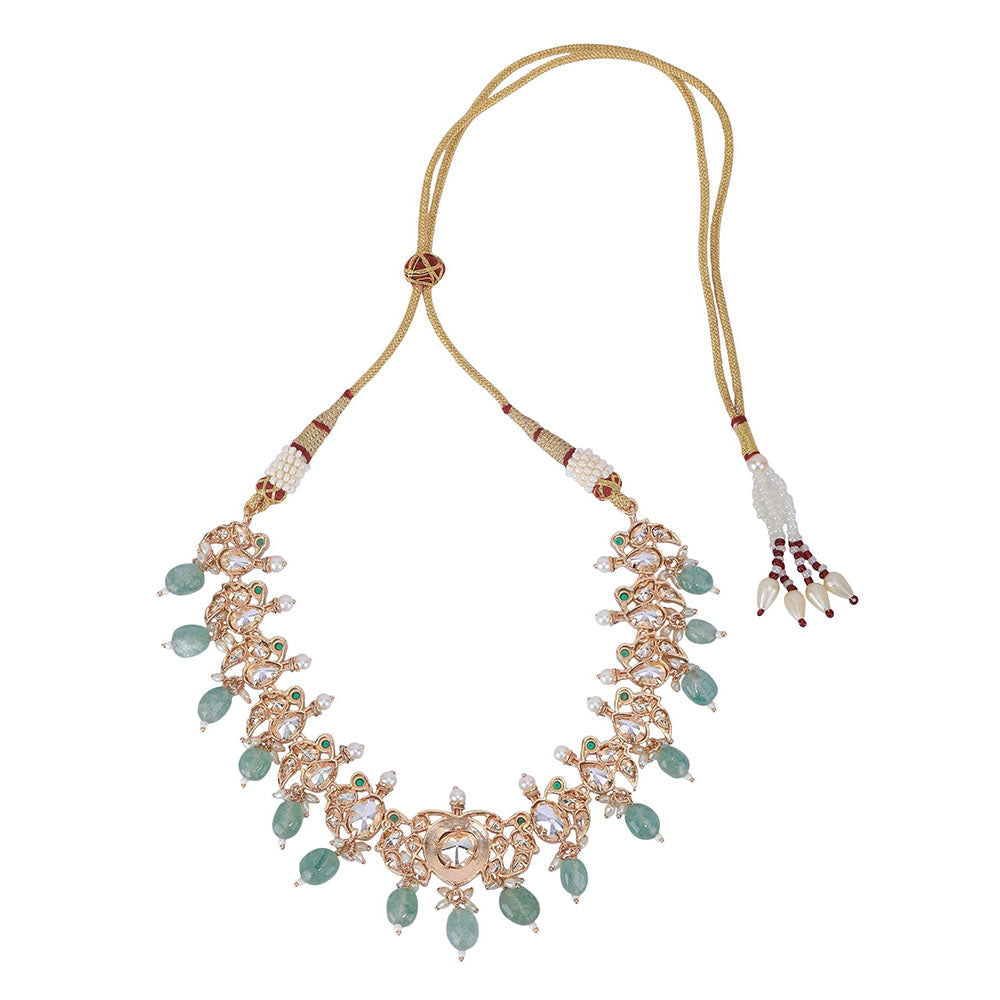 Auraa Trends Green Kundan Jade Glow Embellished Jewellery Set For Women