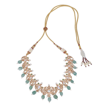 Auraa Trends Green Kundan Jade Glow Embellished Jewellery Set For Women