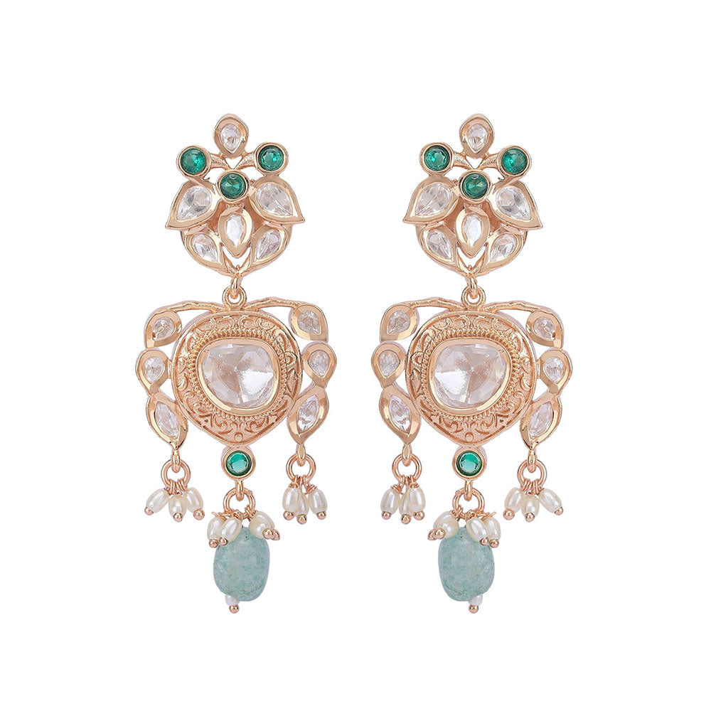 Auraa Trends Green Kundan Jade Glow Embellished Jewellery Set For Women