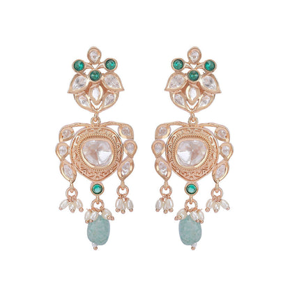 Auraa Trends Green Kundan Jade Glow Embellished Jewellery Set For Women