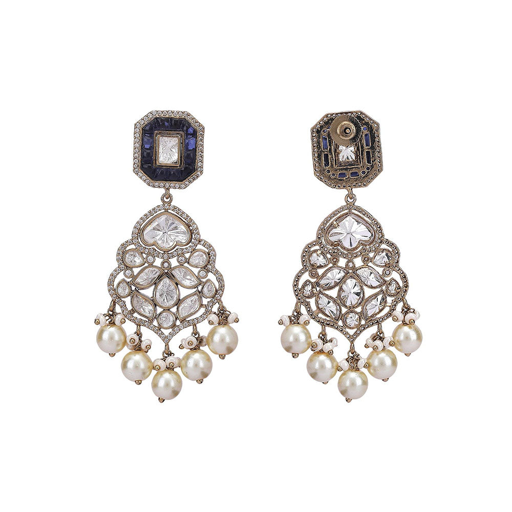 Auraa Trends 22Kt Gold Plated Kundan White Jewellery Set