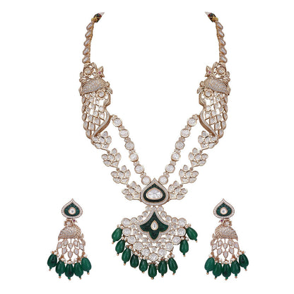Auraa Trends 22Kt Gold Plated Kundan Green Jewellery Set