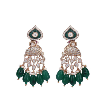 Auraa Trends 22Kt Gold Plated Kundan Green Jewellery Set