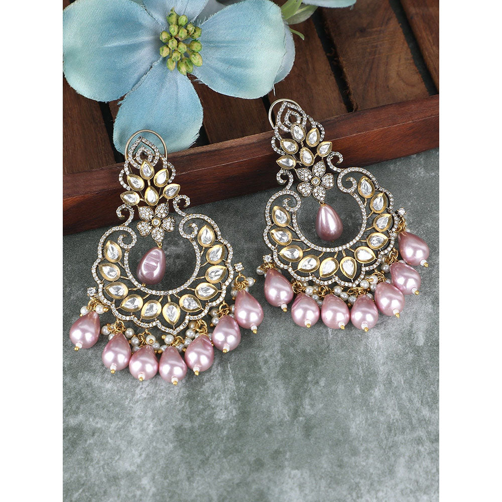 Auraa Trends 22Kt Gold Plated Kundan Chaandbali Earrings