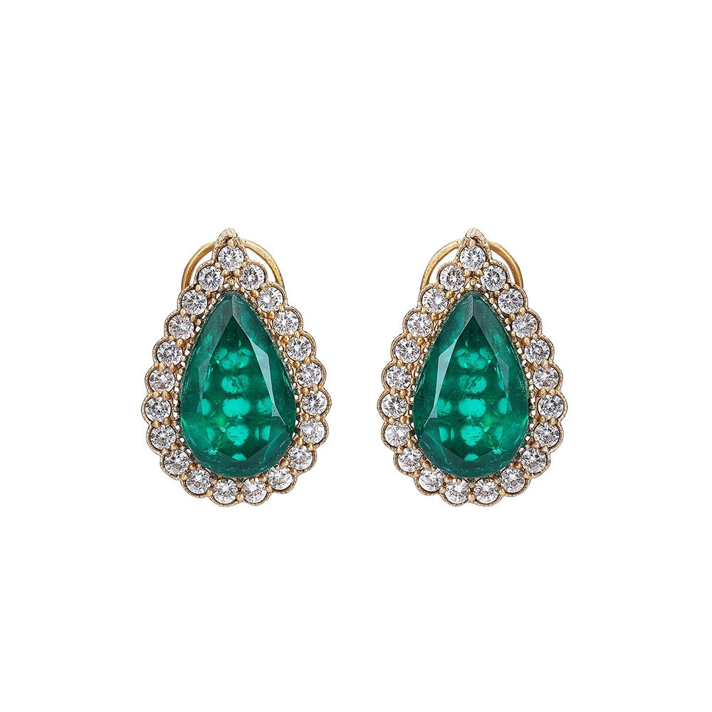 Auraa Trends Gold Plated Kundan Polka & Green Stone Choker Jewellery Set