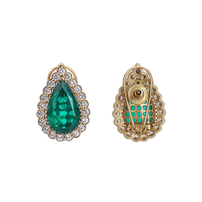 Auraa Trends Gold Plated Kundan Polka & Green Stone Choker Jewellery Set