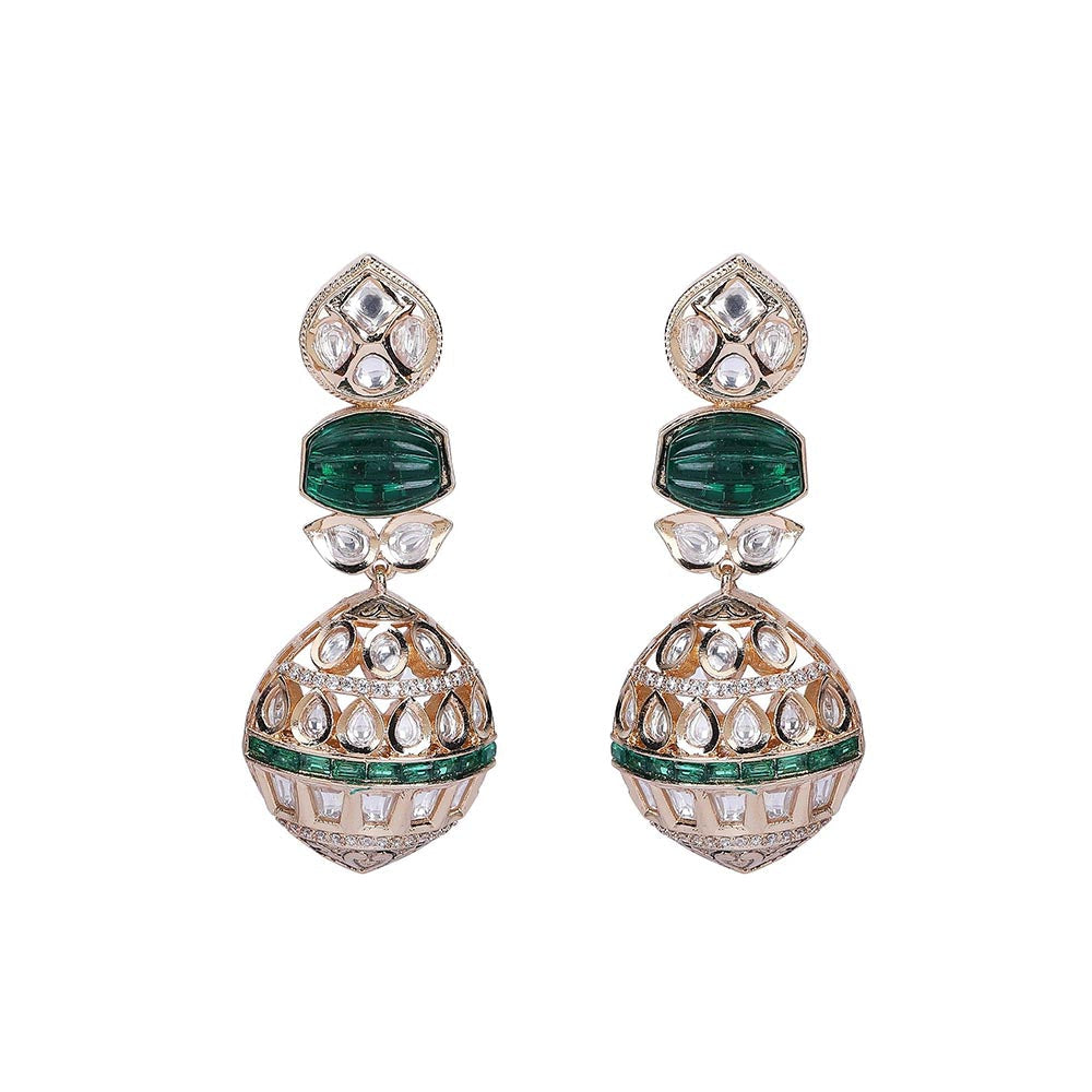 Auraa Trends Gold Finish Green Kundan Polka Choker Jewellery Set