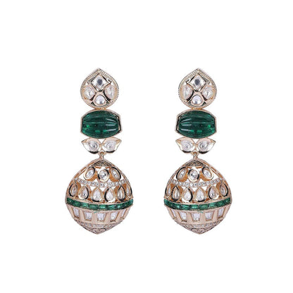 Auraa Trends Gold Finish Green Kundan Polka Choker Jewellery Set