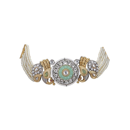 Auraa Trends Gold-Plated Stones & Beads Studded Choker Jewellery Set