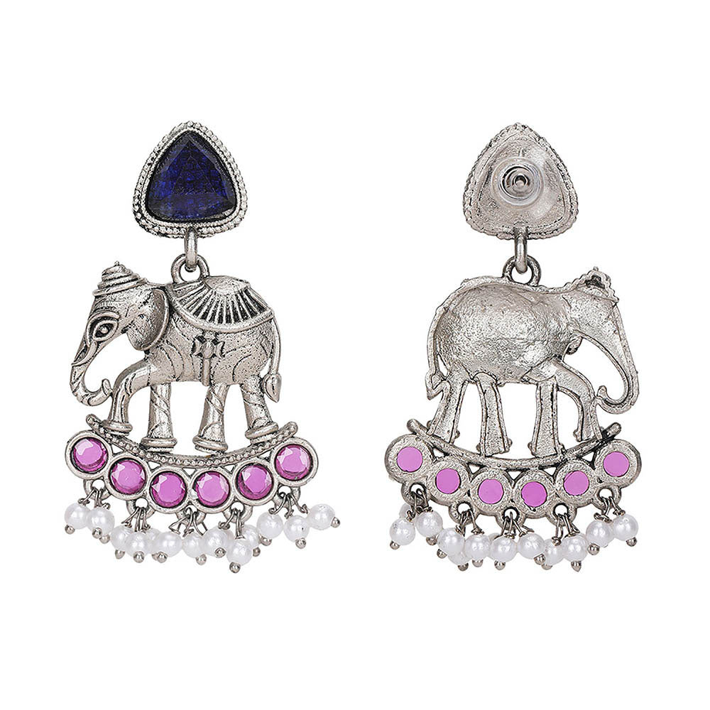 Auraa Trends Silver Plated Stone Studded Jewellery Set
