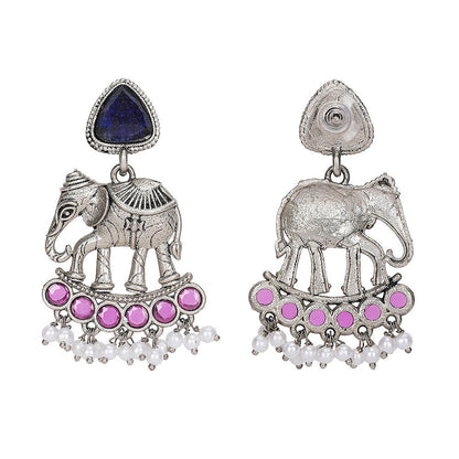 Auraa Trends Silver Plated Stone Studded Jewellery Set