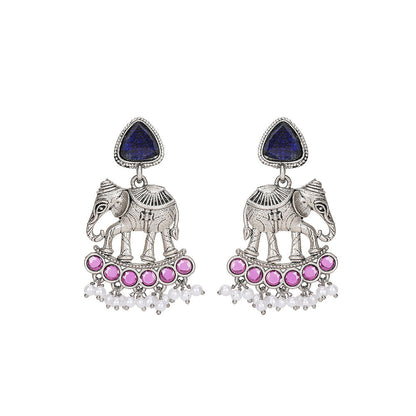 Auraa Trends Silver Plated Stone Studded Jewellery Set