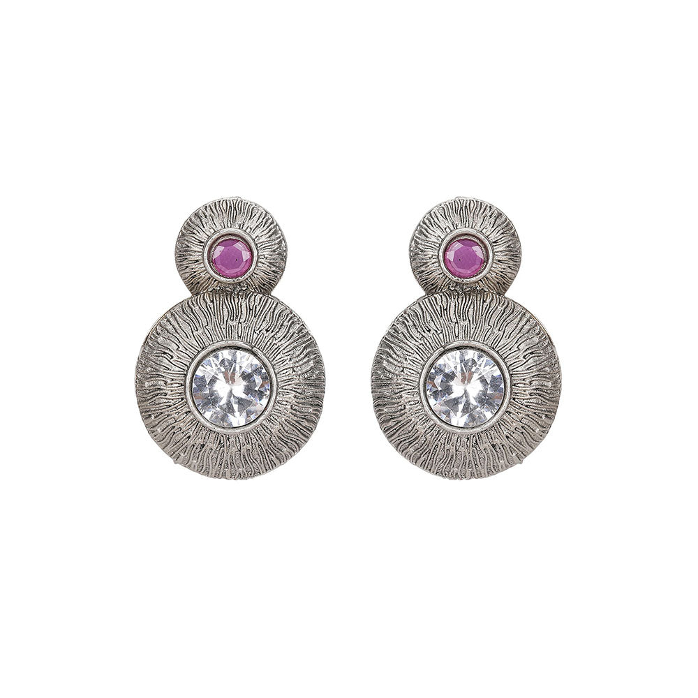 Auraa Trends Silver Plated Stone Studded Jewellery Set