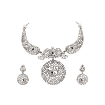 Auraa Trends Silver Plated Stone Studded Jewellery Set