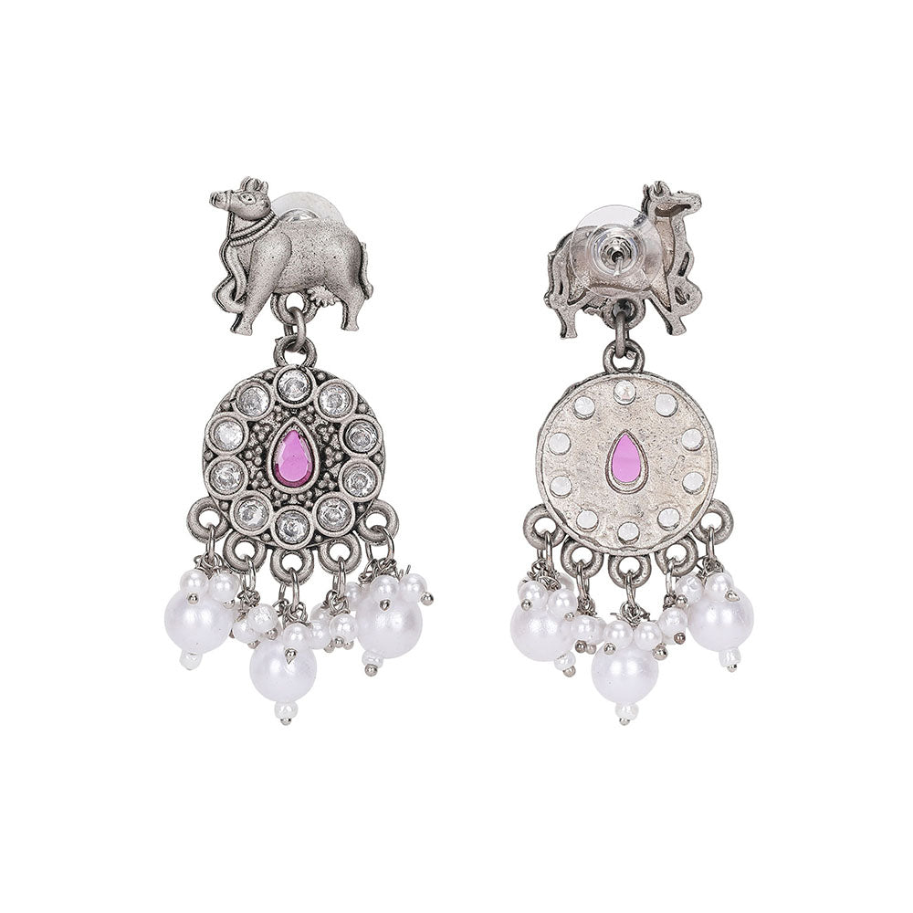 Auraa Trends Silver Plated Stone Studded Jewellery Set