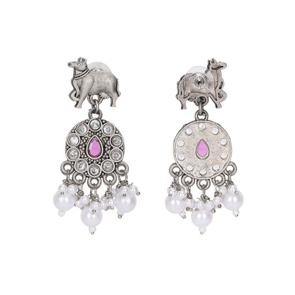 Auraa Trends Silver Plated Stone Studded Jewellery Set