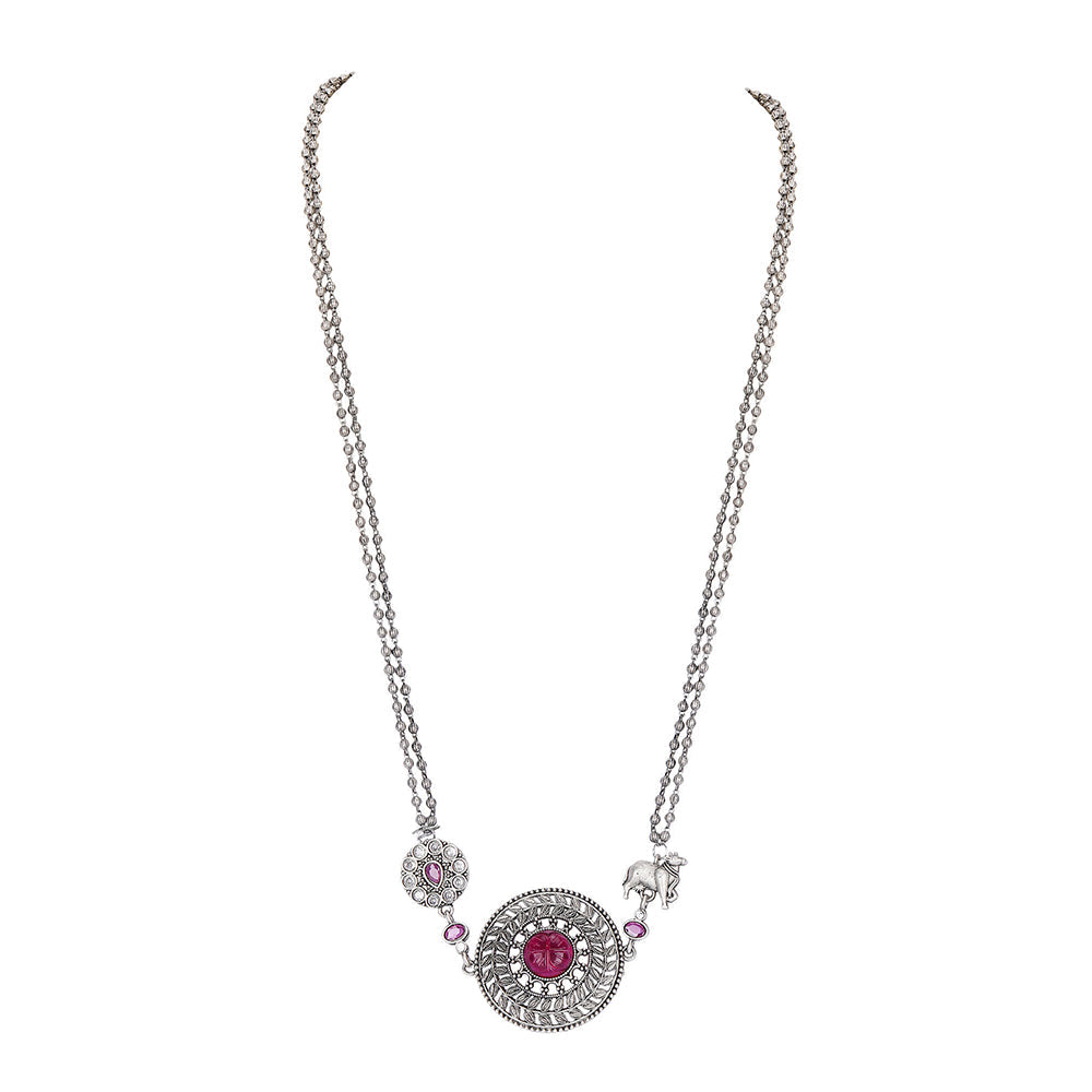 Auraa Trends Silver Plated Stone Studded Jewellery Set