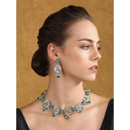 Auraa Trends Silver Plated Stone Studded Jewellery Set